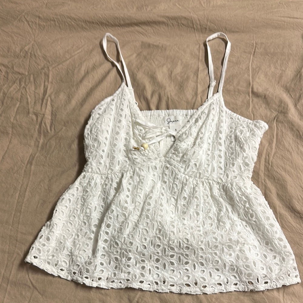 White Sweetheart Tie Front Camisole